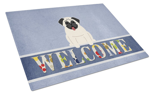 Pug Cream Welcome Glass Cutting Board Large BB5585LCB by Caroline's Treasures