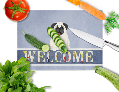 Pug Cream Welcome Glass Cutting Board Large BB5585LCB by Caroline's Treasures