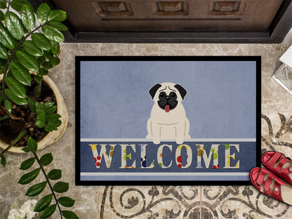 Pug Cream Welcome Indoor or Outdoor Mat 18x27 BB5585MAT by Caroline's Treasures