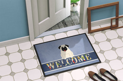 Pug Cream Welcome Indoor or Outdoor Mat 18x27 BB5585MAT by Caroline's Treasures