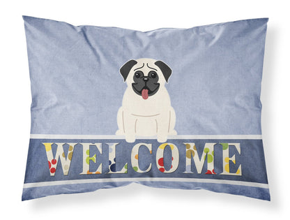 Pug Cream Welcome Fabric Standard Pillowcase BB5585PILLOWCASE by Caroline's Treasures