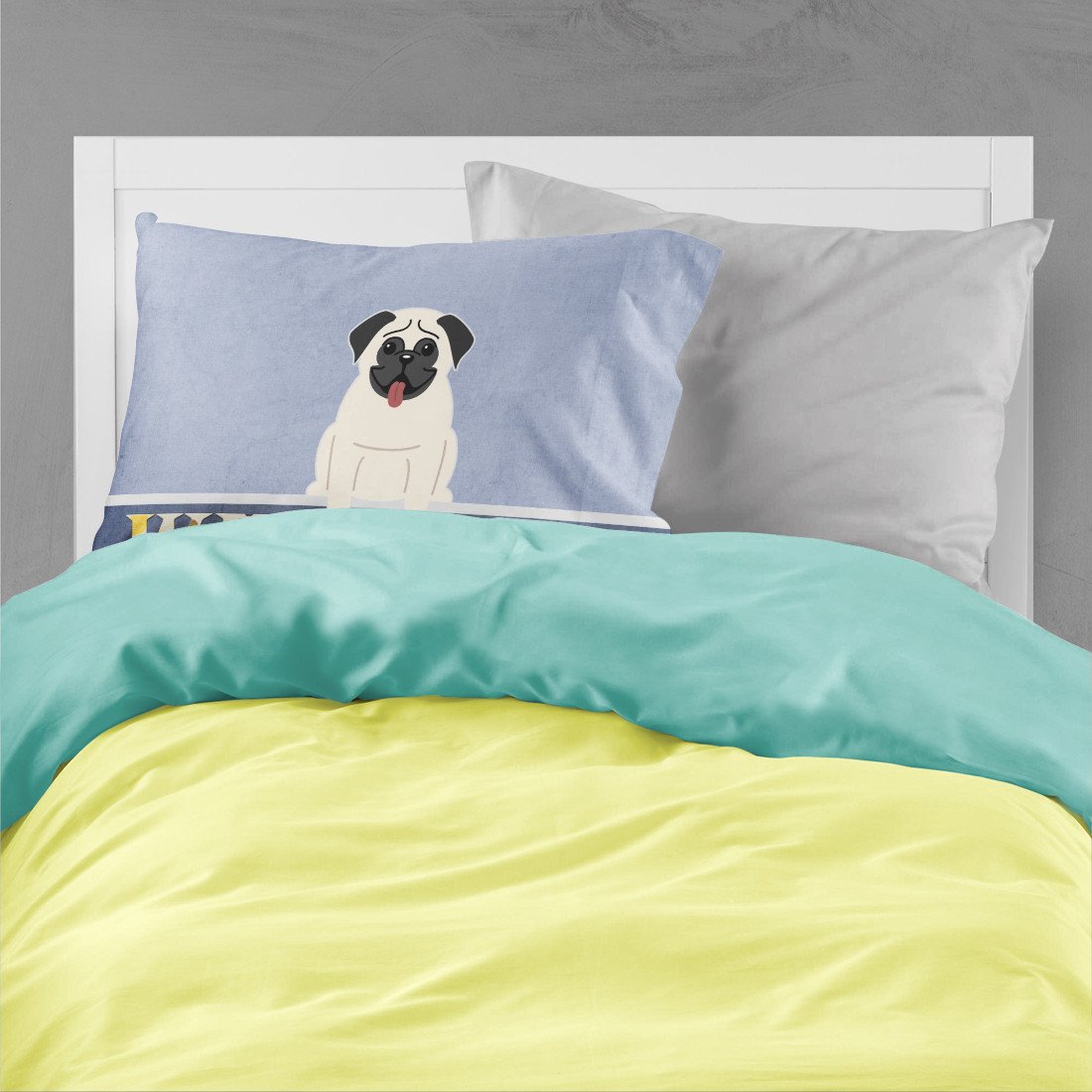 Pug Cream Welcome Fabric Standard Pillowcase BB5585PILLOWCASE by Caroline's Treasures