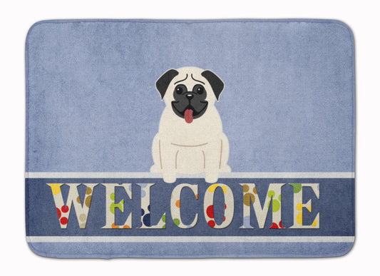 Pug Cream Welcome Machine Washable Memory Foam Mat BB5585RUG by Caroline's Treasures