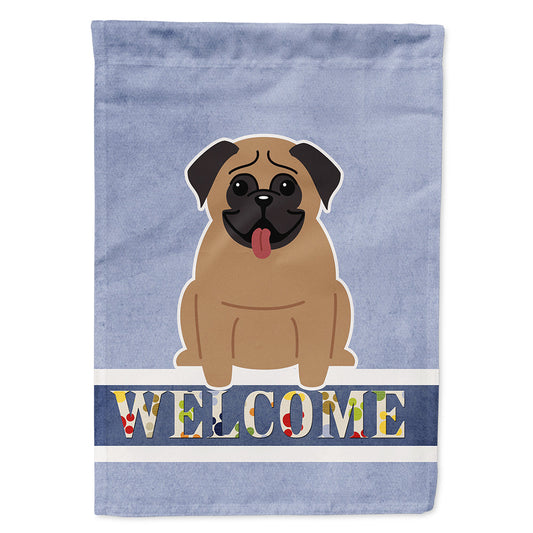 Pug Brown Welcome Flag Canvas House Size BB5586CHF by Caroline's Treasures