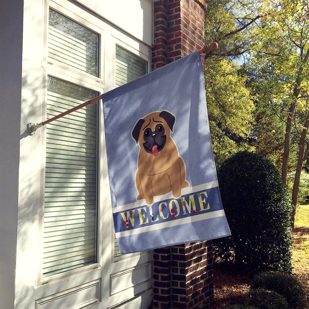 Pug Brown Welcome Flag Canvas House Size BB5586CHF by Caroline's Treasures