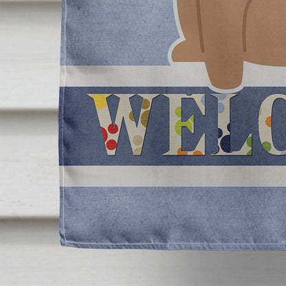 Pug Brown Welcome Flag Canvas House Size BB5586CHF by Caroline's Treasures