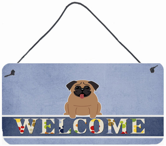 Pug Brown Welcome Wall or Door Hanging Prints BB5586DS812 by Caroline's Treasures