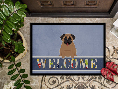 Pug Brown Welcome Indoor or Outdoor Mat 18x27 BB5586MAT by Caroline's Treasures