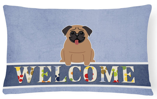 Pug Brown Welcome Canvas Fabric Decorative Pillow BB5586PW1216 by Caroline's Treasures