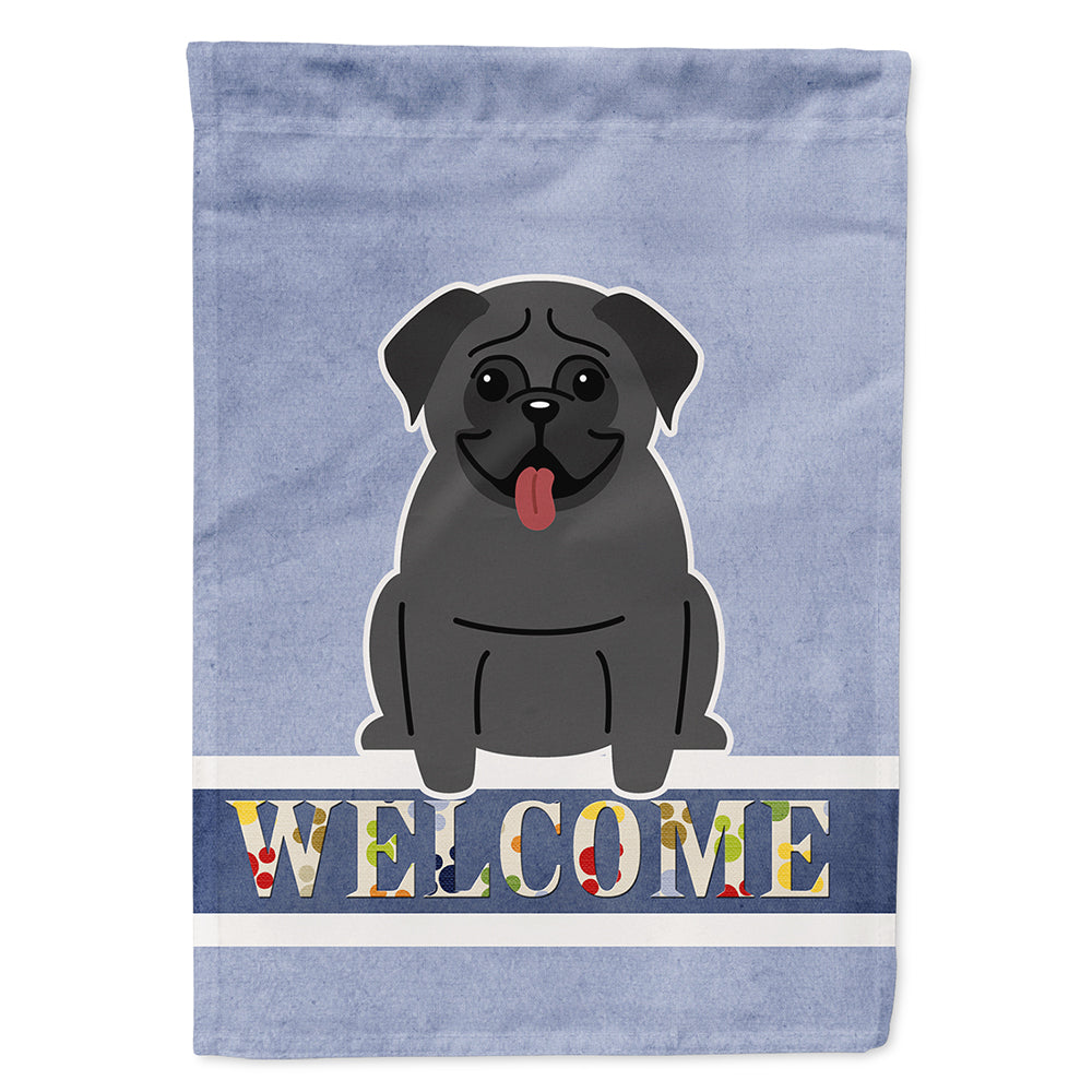 Pug Black Welcome Flag Canvas House Size BB5587CHF by Caroline's Treasures