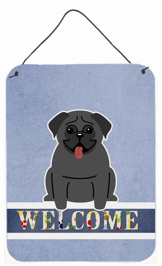 Pug Black Welcome Wall or Door Hanging Prints BB5587DS1216 by Caroline's Treasures