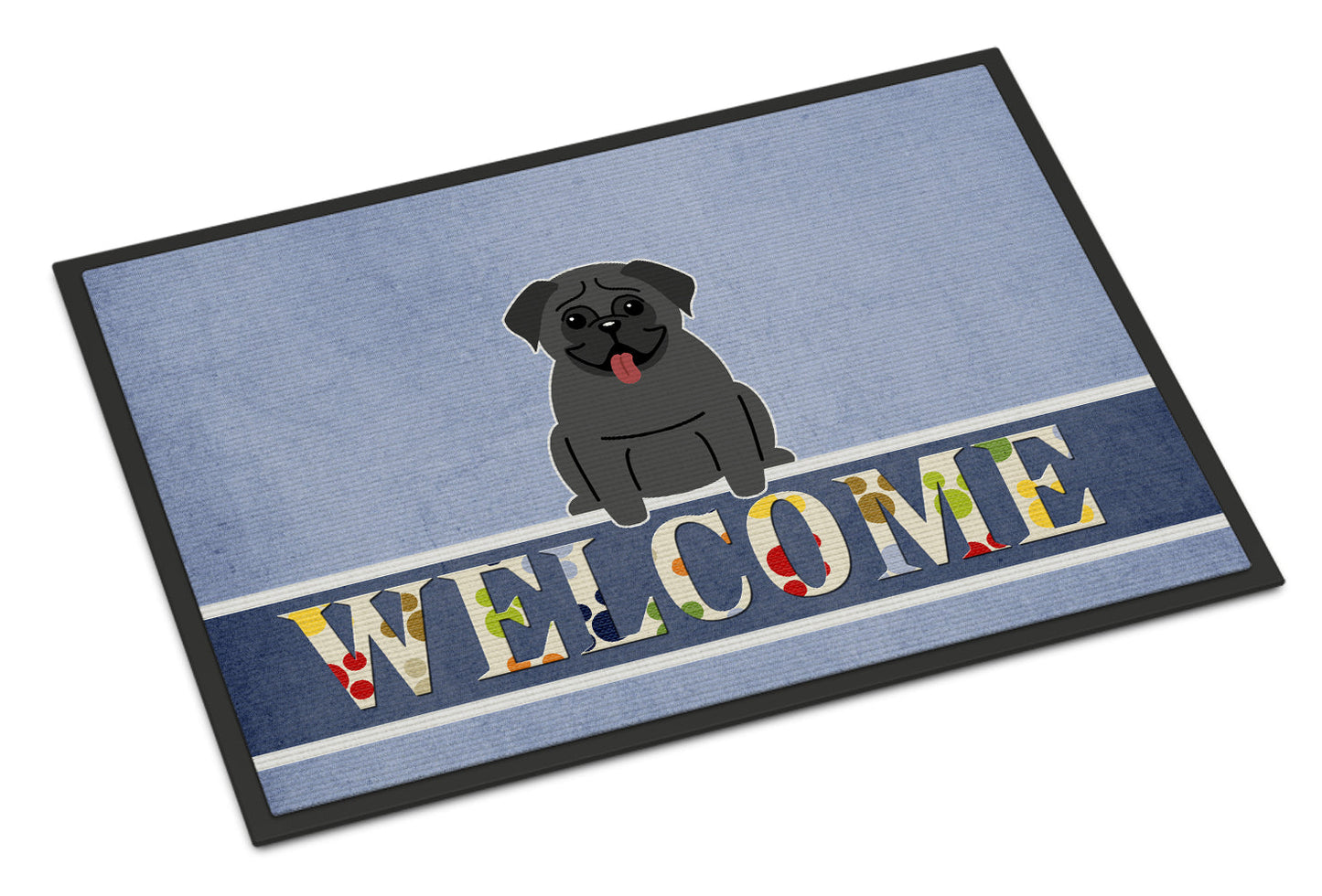 Pug Black Welcome Indoor or Outdoor Mat 18x27 BB5587MAT by Caroline's Treasures