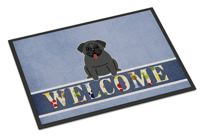 Pug Black Welcome Indoor or Outdoor Mat 18x27 BB5587MAT by Caroline's Treasures