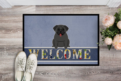 Pug Black Welcome Indoor or Outdoor Mat 18x27 BB5587MAT by Caroline's Treasures