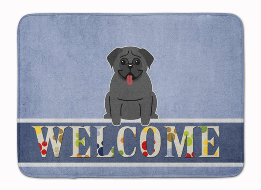 Pug Black Welcome Machine Washable Memory Foam Mat BB5587RUG by Caroline's Treasures