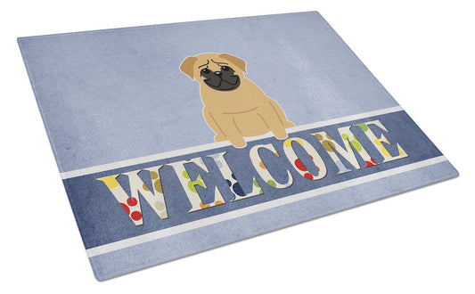 Pug Brown Welcome Glass Cutting Board Large BB5588LCB by Caroline's Treasures