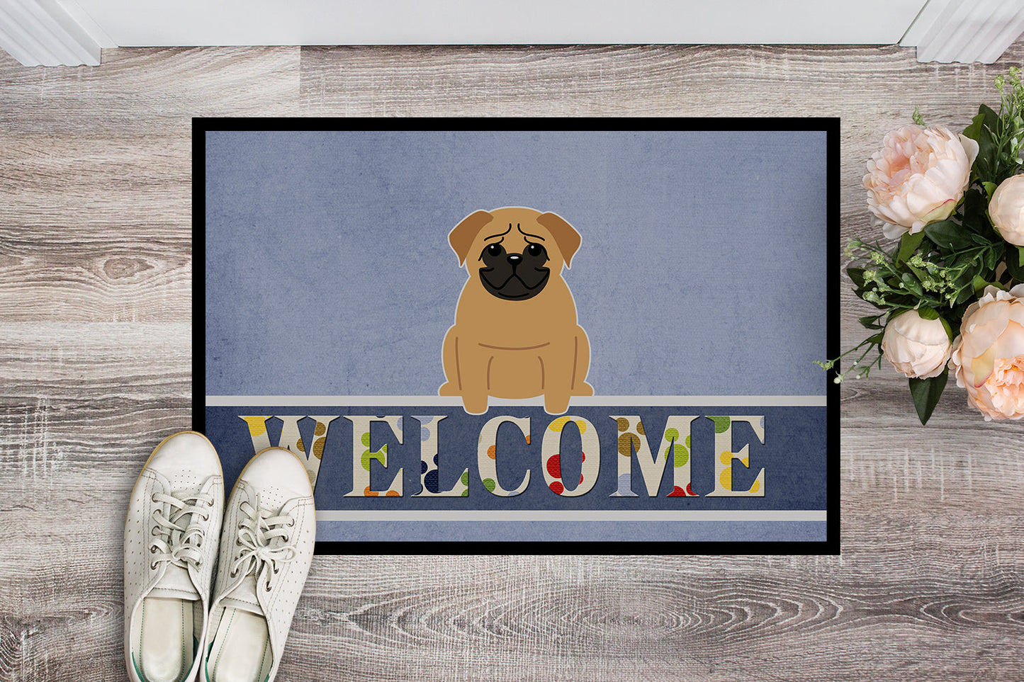 Pug Brown Welcome Indoor or Outdoor Mat 18x27 BB5588MAT by Caroline's Treasures