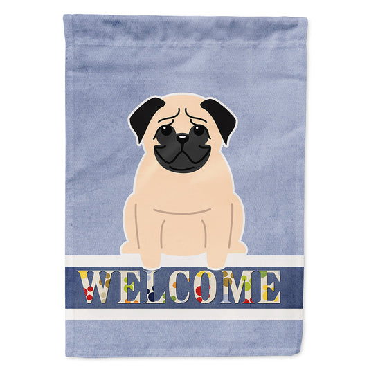 Pug Fawn Welcome Flag Canvas House Size BB5589CHF by Caroline's Treasures