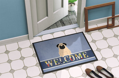 Pug Fawn Welcome Indoor or Outdoor Mat 18x27 BB5589MAT by Caroline's Treasures