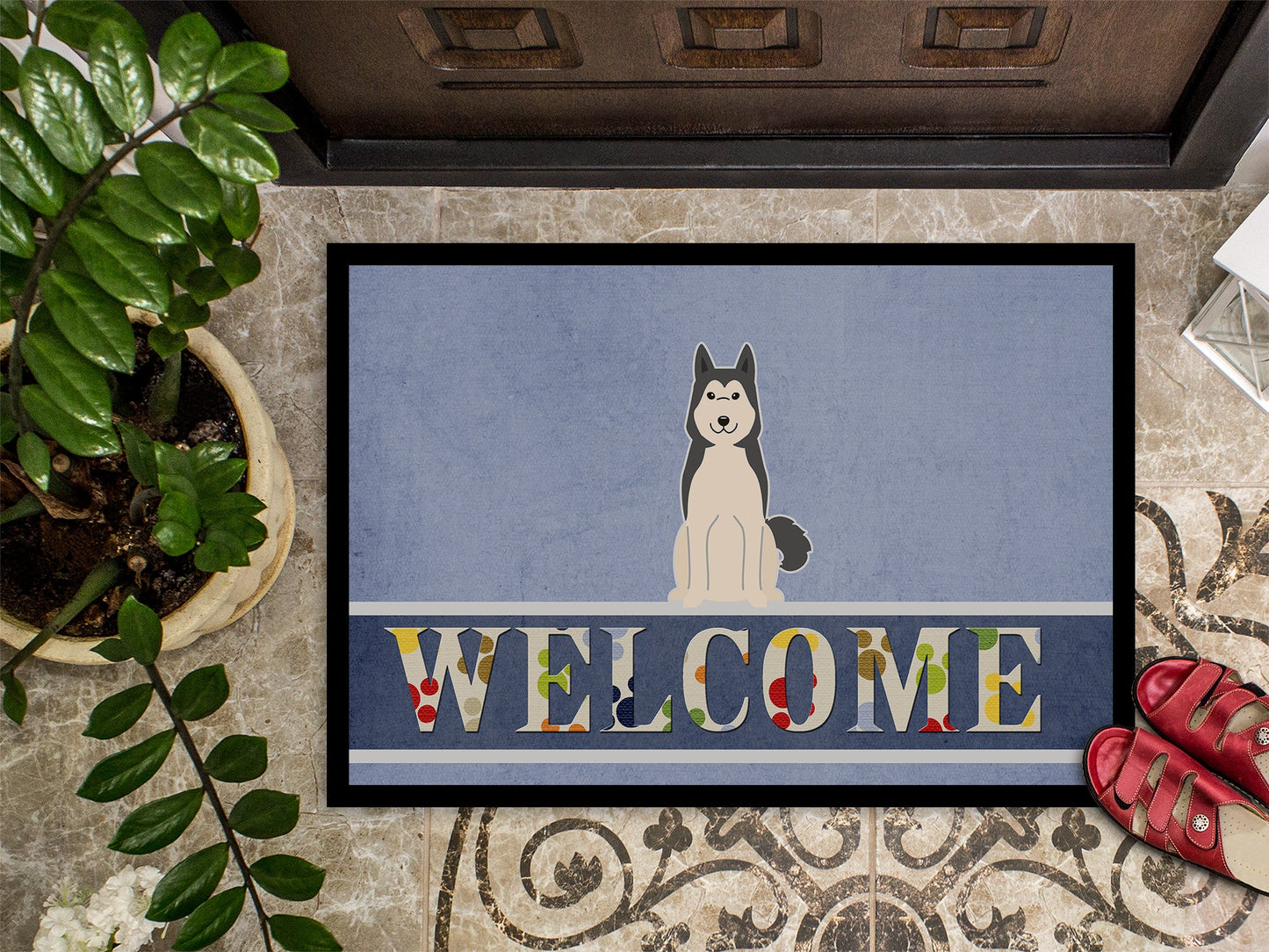 West Siberian Laika Spitz Welcome Indoor or Outdoor Mat 18x27 BB5606MAT by Caroline's Treasures