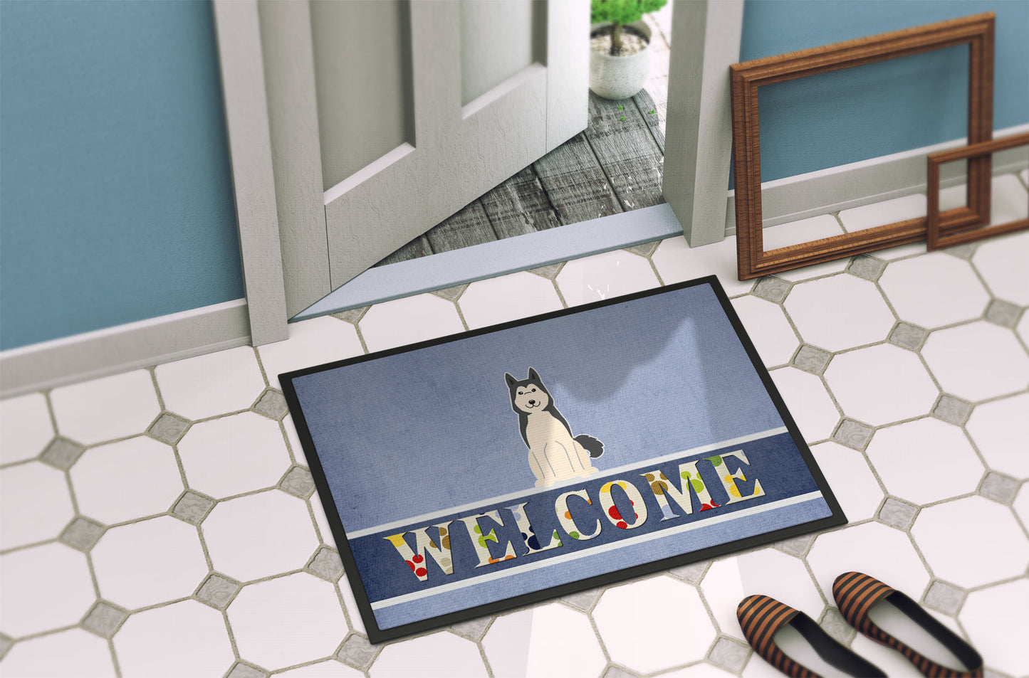 West Siberian Laika Spitz Welcome Indoor or Outdoor Mat 18x27 BB5606MAT by Caroline's Treasures