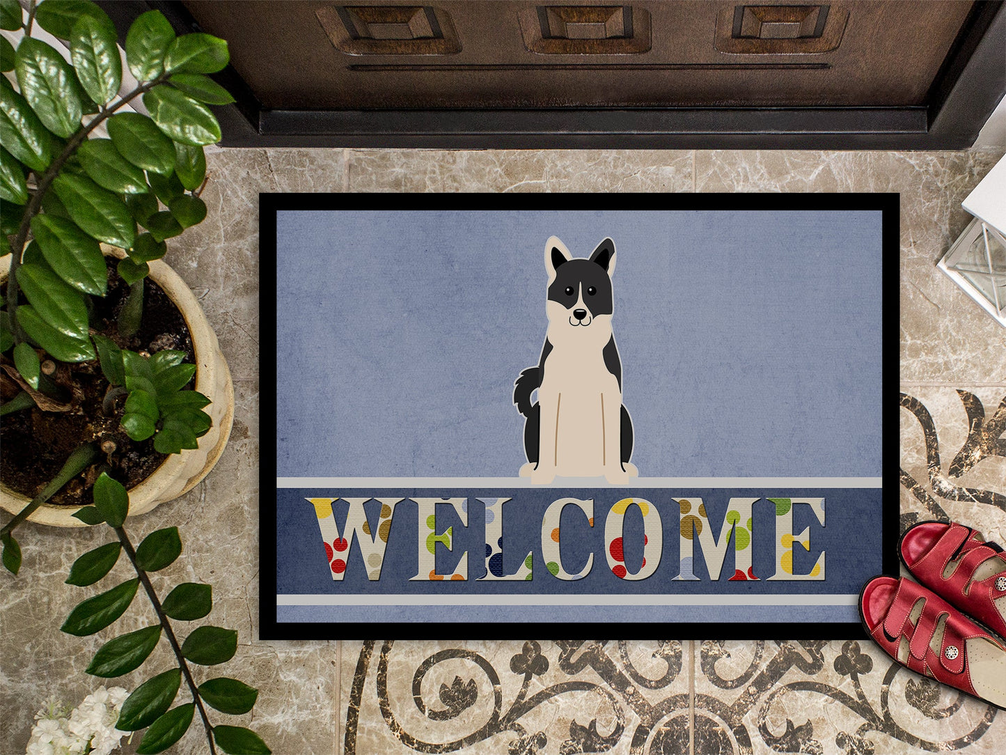 Russo-European Laika Spitz Welcome Indoor or Outdoor Mat 18x27 BB5610MAT by Caroline's Treasures