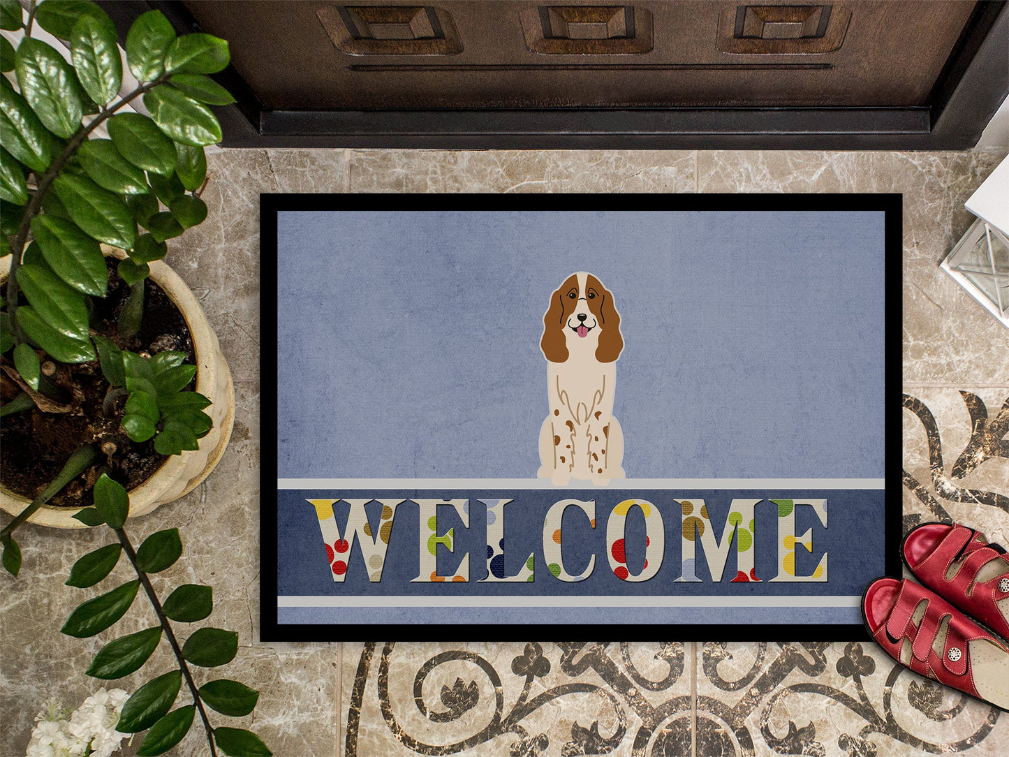 Russian Spaniel Welcome Indoor or Outdoor Mat 18x27 BB5612MAT by Caroline's Treasures