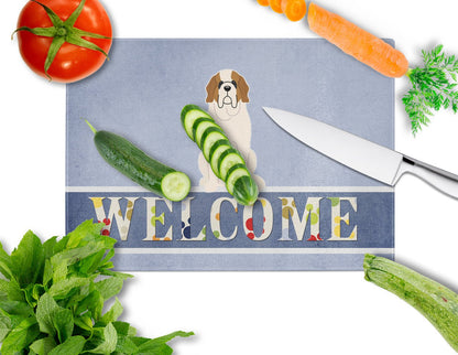 Saint Bernard Welcome Glass Cutting Board Large BB5616LCB by Caroline's Treasures