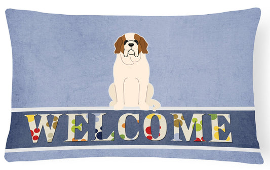 Saint Bernard Welcome Canvas Fabric Decorative Pillow BB5616PW1216 by Caroline's Treasures