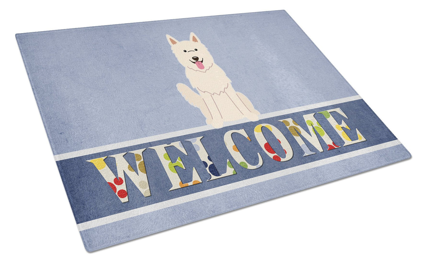 White German Shepherd Welcome Glass Cutting Board Large BB5626LCB by Caroline's Treasures