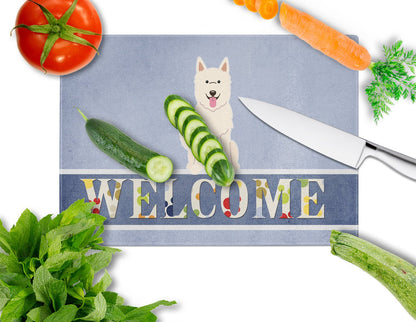 White German Shepherd Welcome Glass Cutting Board Large BB5626LCB by Caroline's Treasures