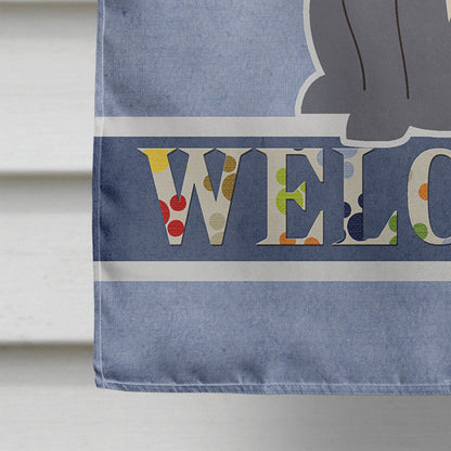 Staffordshire Bull Terrier Blue Welcome Flag Canvas House Size BB5627CHF by Caroline's Treasures