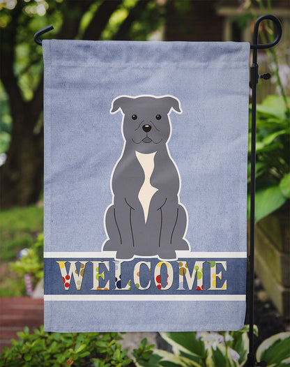 Staffordshire Bull Terrier Blue Welcome Flag Garden Size BB5627GF by Caroline's Treasures