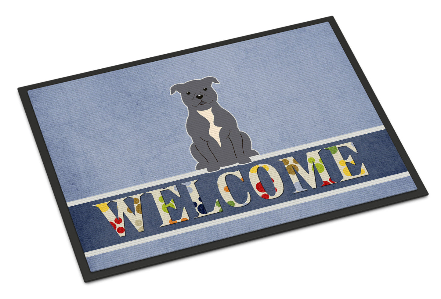 Staffordshire Bull Terrier Blue Welcome Indoor or Outdoor Mat 18x27 BB5627MAT by Caroline's Treasures