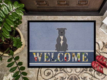 Staffordshire Bull Terrier Blue Welcome Indoor or Outdoor Mat 18x27 BB5627MAT by Caroline's Treasures