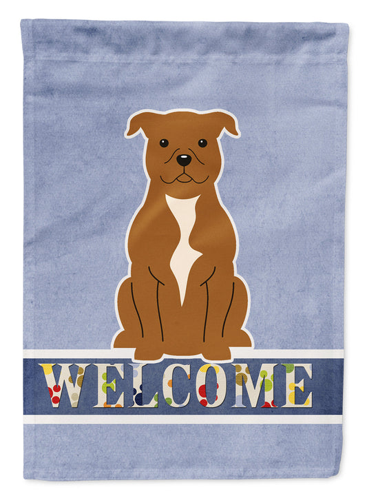 Staffordshire Bull Terrier Brown Welcome Flag Garden Size BB5628GF by Caroline's Treasures