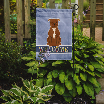 Staffordshire Bull Terrier Brown Welcome Flag Garden Size BB5628GF by Caroline's Treasures