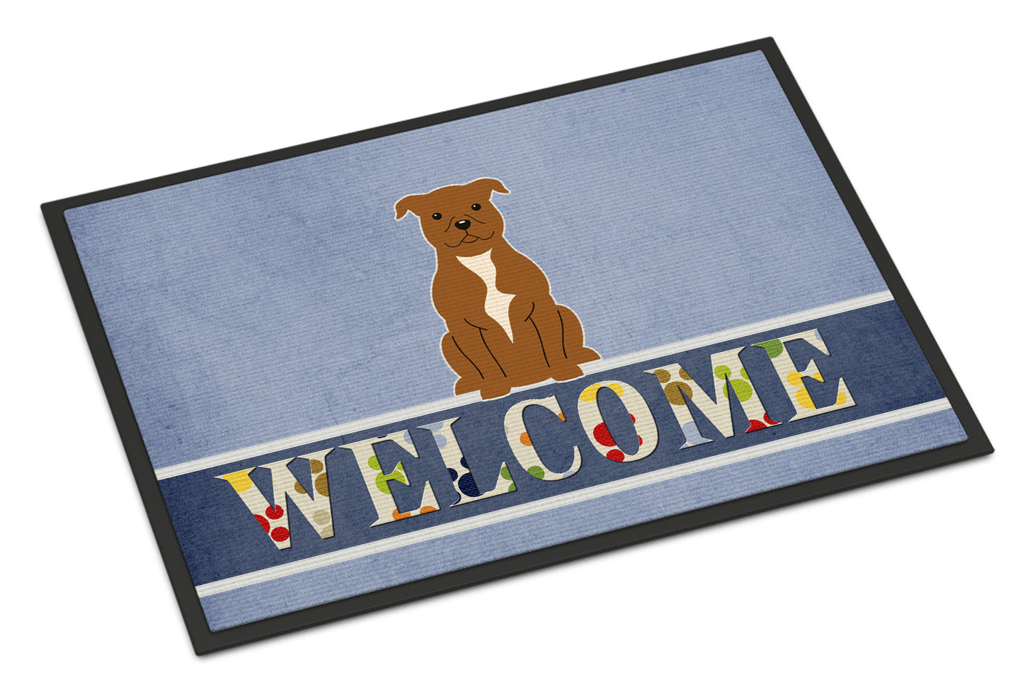 Staffordshire Bull Terrier Brown Welcome Indoor or Outdoor Mat 18x27 BB5628MAT by Caroline's Treasures