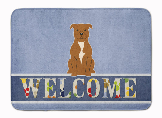 Staffordshire Bull Terrier Brown Welcome Machine Washable Memory Foam Mat BB5628RUG by Caroline's Treasures