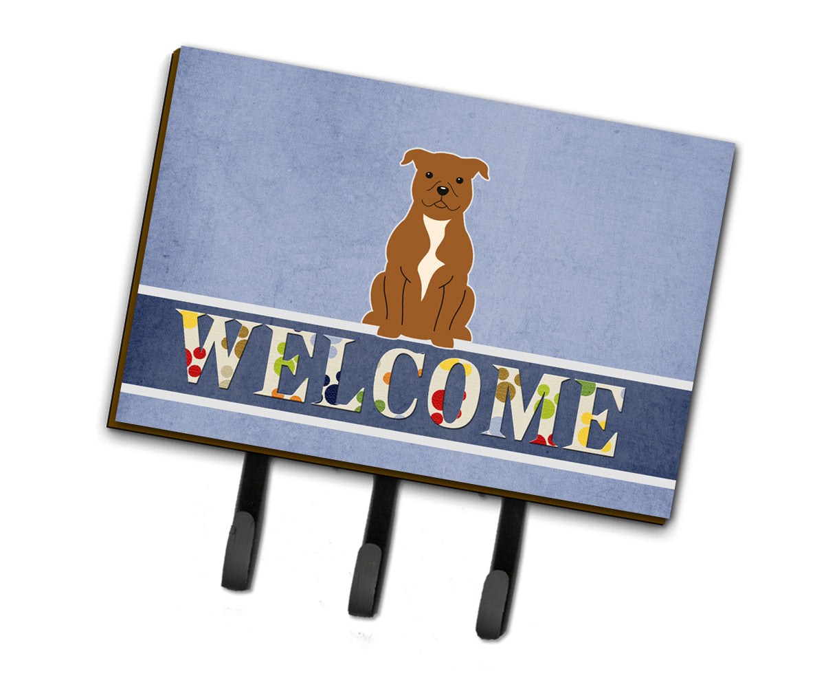 Staffordshire Bull Terrier Brown Welcome Leash or Key Holder BB5628TH68 by Caroline's Treasures