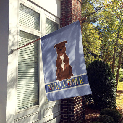 Staffordshire Bull Terrier Chocolate Welcome Flag Canvas House Size BB5629CHF by Caroline's Treasures