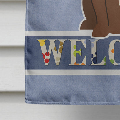 Staffordshire Bull Terrier Chocolate Welcome Flag Canvas House Size BB5629CHF by Caroline's Treasures