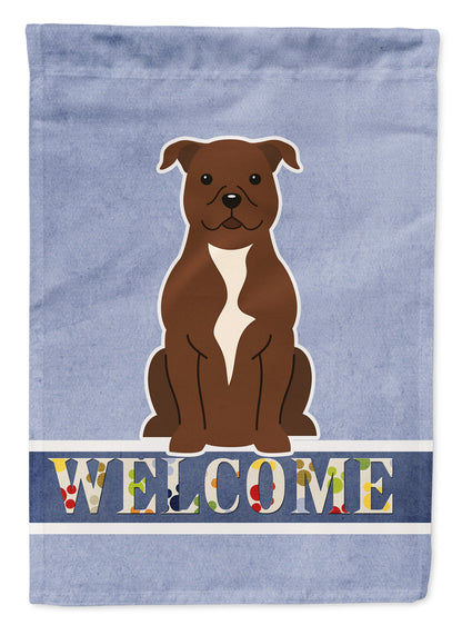 Staffordshire Bull Terrier Chocolate Welcome Flag Garden Size BB5629GF by Caroline's Treasures