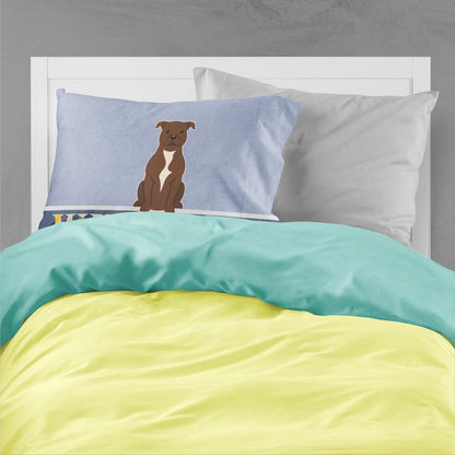 Staffordshire Bull Terrier Chocolate Welcome Fabric Standard Pillowcase BB5629PILLOWCASE by Caroline's Treasures