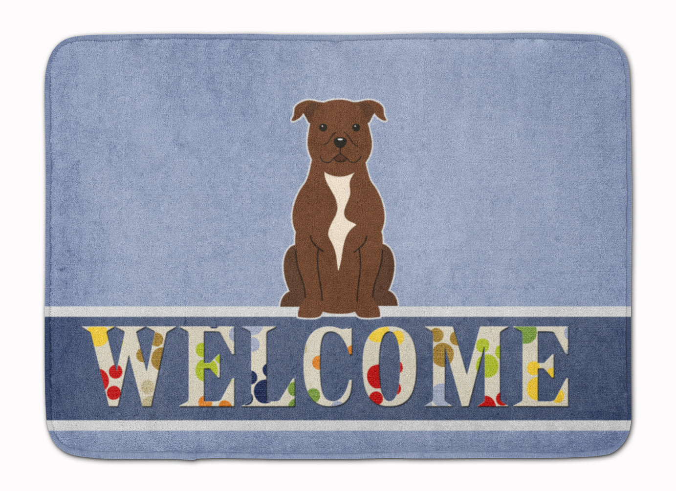 Staffordshire Bull Terrier Chocolate Welcome Machine Washable Memory Foam Mat BB5629RUG by Caroline's Treasures