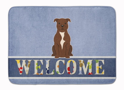 Staffordshire Bull Terrier Chocolate Welcome Machine Washable Memory Foam Mat BB5629RUG by Caroline's Treasures