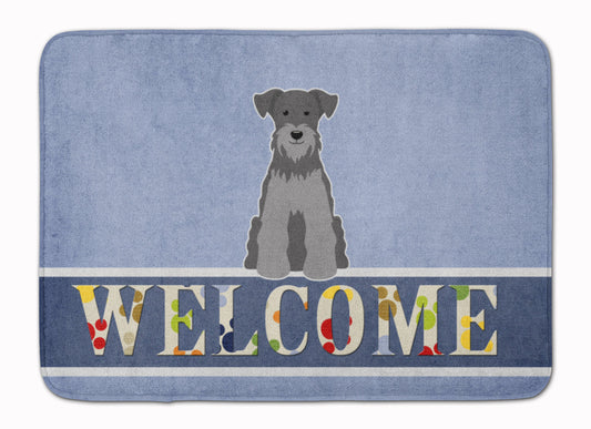 Miniature Schanuzer Black Silver Welcome Machine Washable Memory Foam Mat BB5633RUG by Caroline's Treasures