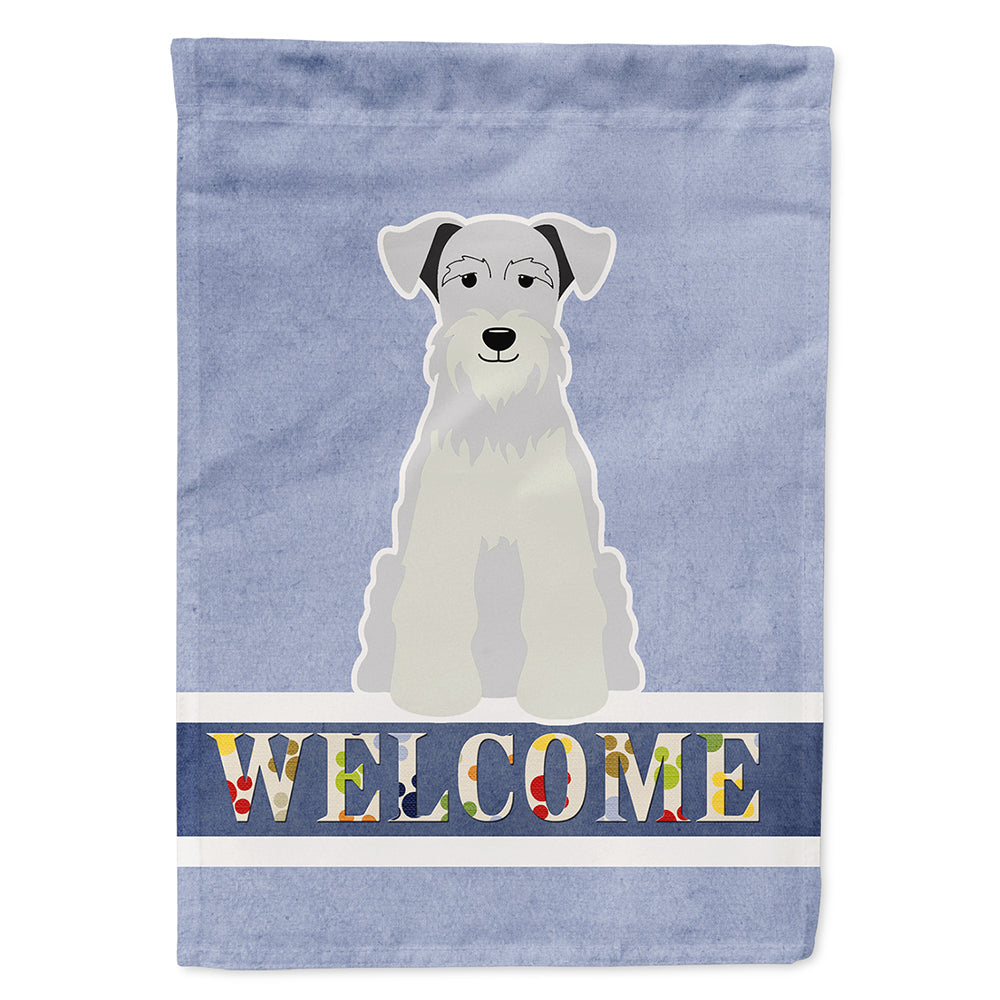 Miniature Schanuzer White Welcome Flag Canvas House Size BB5634CHF by Caroline's Treasures