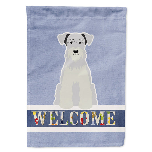 Miniature Schanuzer White Welcome Flag Canvas House Size BB5634CHF by Caroline's Treasures