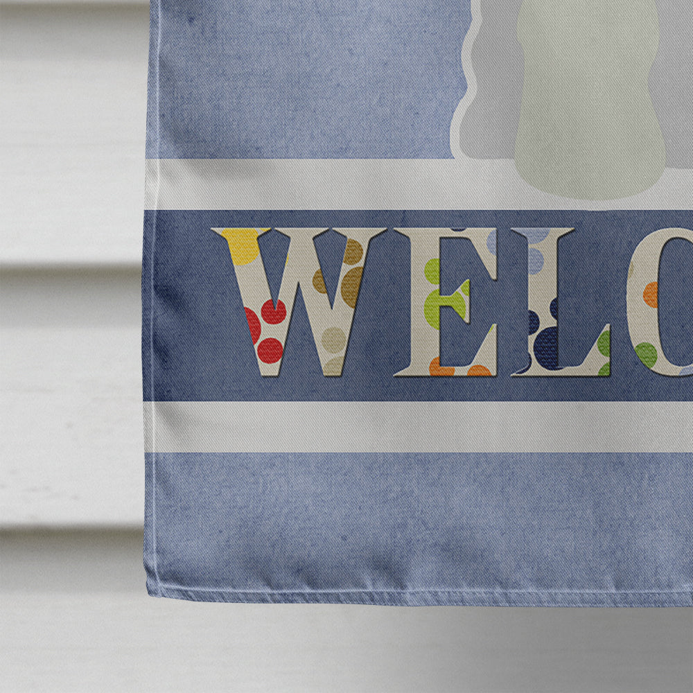 Miniature Schanuzer White Welcome Flag Canvas House Size BB5634CHF by Caroline's Treasures